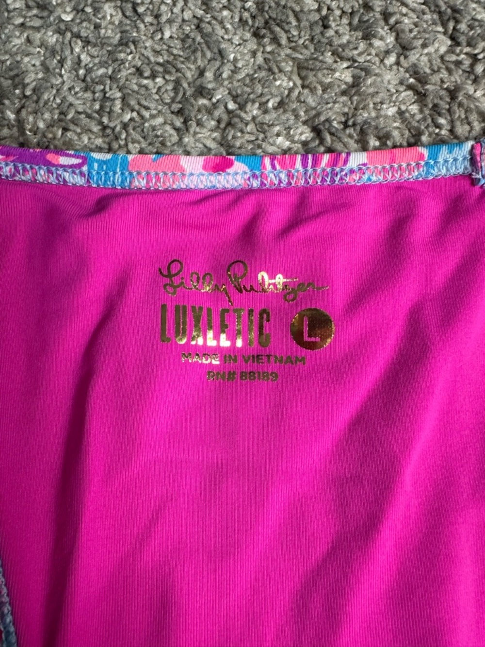 Lilly Pulitzer Luxletic Asana Bra Tank Top Large pink floral UPF 50+ athletic - Picture 8 of 15